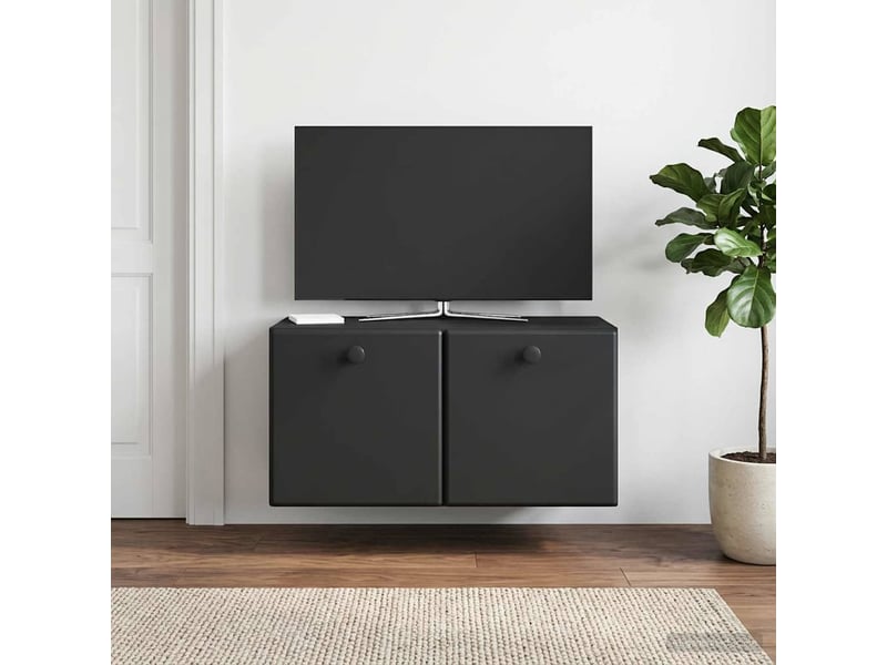  Meuble tv - banc tv - meuble de rangement mural 59,5 x 31 x 30 cm noir bois d'ingénierie  - Conforama B