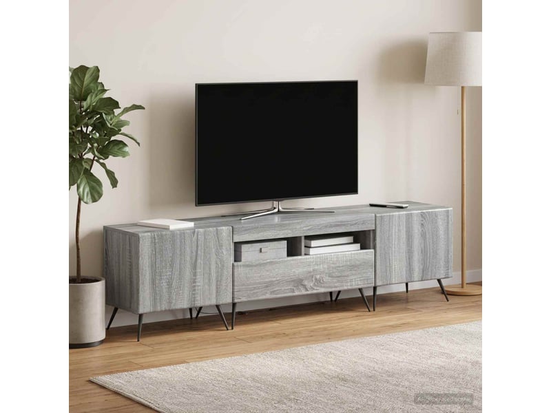 Meuble tv bas de salon, meuble tv led breda 3 pcs sonoma gris bois d'ingénierie - Conforama B