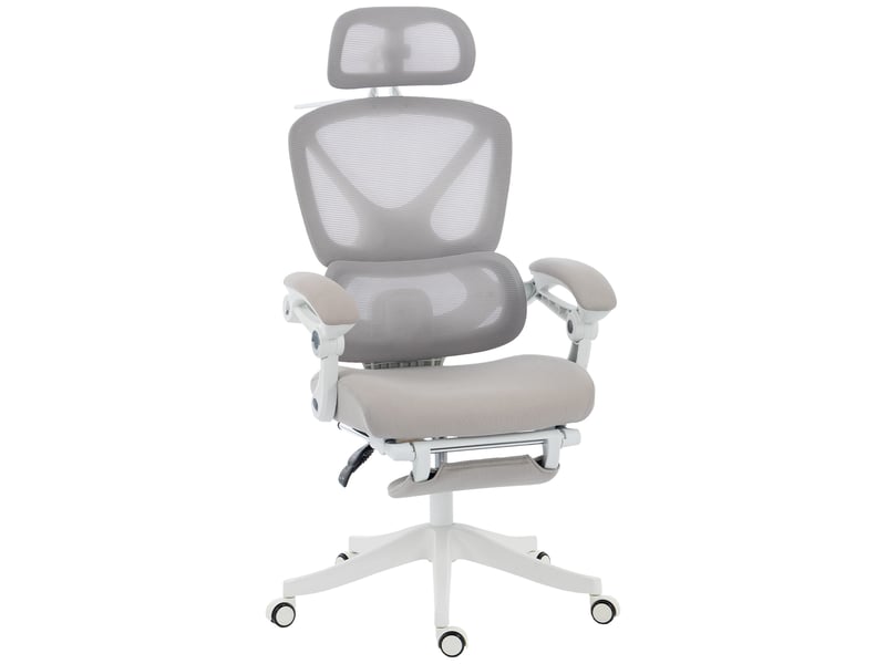  Chaise bureau ergonomique avec appui-tête réglable, fauteuil de bureau inclinable en maille, dossier séparé, gris  - Conforama B