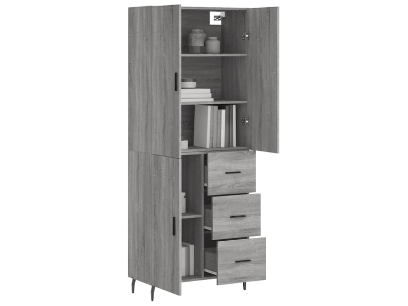  Buffet haut - bahut - meuble de rangement sonoma gris 69,5x34x180 cm bois d'ingénierie  - Conforama C
