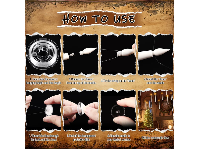 24 bougies flottantes led avec télécommande et baguette, minuterie 618h, lumière chaude, décoration halloween - Conforama E