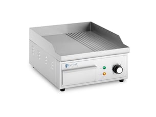 Plancha électrique professionnelle plaque de cuisson 2 000 watts grill (360 x 380 mm, plaque lisse et rainurée en fer) 14_0004063