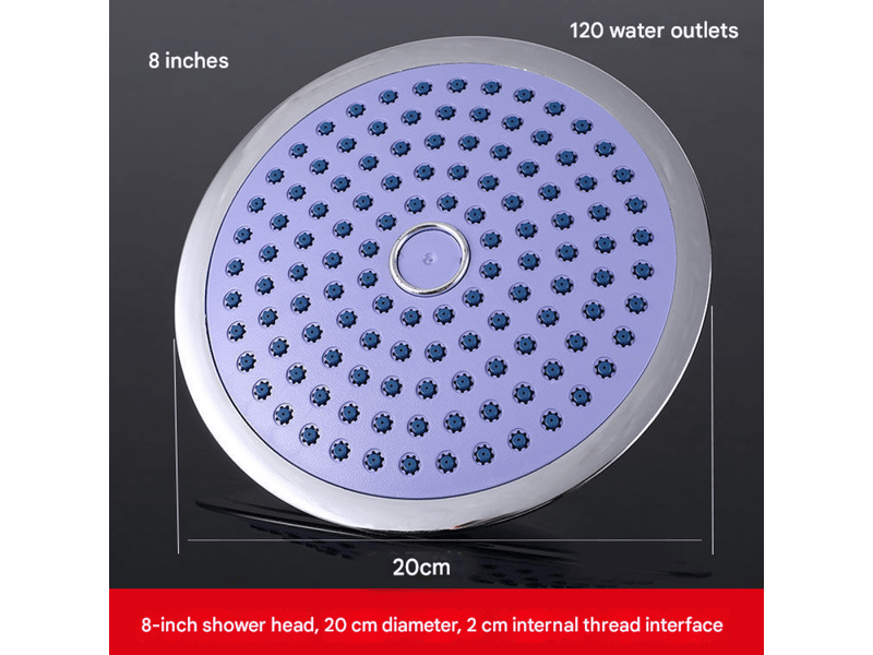  Pommeau de douche rond à effet pluie, pommeau de douche rond chromé haute pression (grand diamètre 190 mm)  - Conforama D
