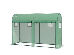 Serre jardin 3 m² pe, extérieur, bâche renforcée 140 gm² anti-uv, acier, 2 portes zippées, 4 fenêtres enroulables, 3x1x2 m, vert.