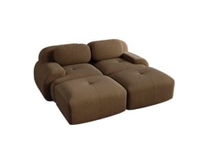 Canapé 2 places modulable en velours côtelé marron, combinable avec méridienne
