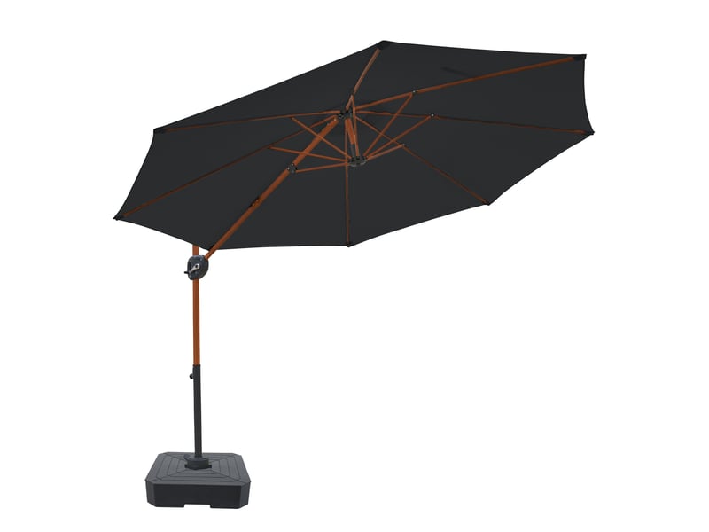  Axi solea parasol déporté rond avec pied de parasol, ø 300 cm, aspect boisgris | parasol de jardin terrasse, toile anti-uv, indice upf 30+ | housse de protection inclus  - Conforama E