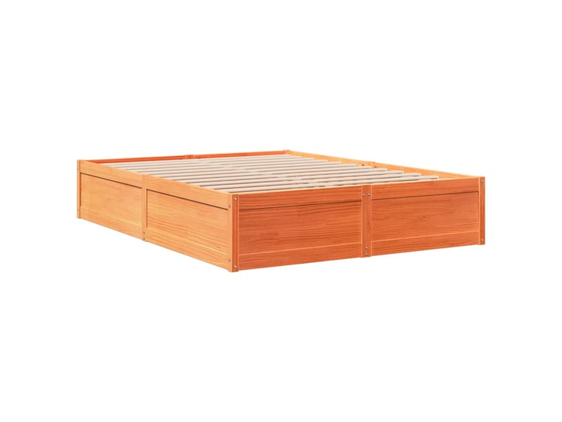  Lit double- lit adulte -  cadre de lit sans matelas  marron 160x200cm bois pin massif  - Conforama B