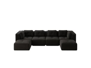 Canapé d'angle forme en u ottomane sans montage design antidérapant sans cadre coloris noir