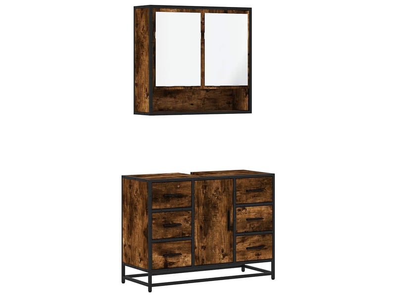 Ensemble de meubles de salle de bain 2 pcs chêne fumé cf63589 - Conforama A