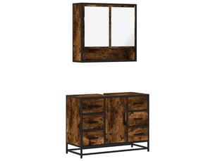 Ensemble de meubles de salle de bain 2 pcs chêne fumé cf63589