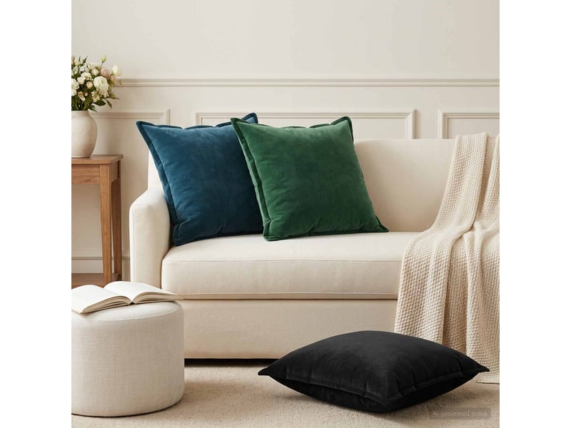  Lot de 2 coussins avec oreiller, coussins décoratifs houten noir fløjl cf51076  - Conforama B