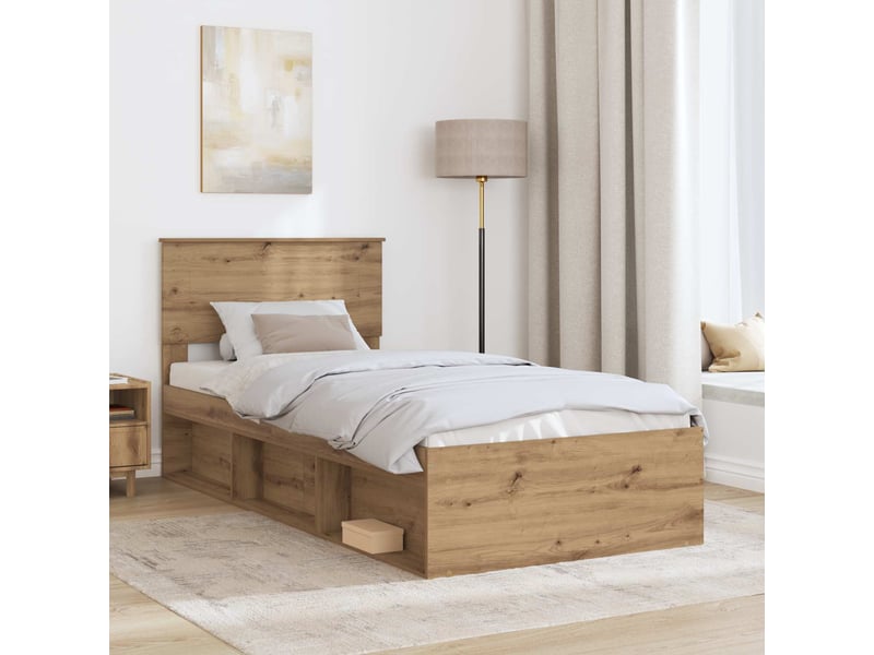  Lit simple- lit adulte -  cadre de lit chêne artisan 90 x 190 cm bois d'ingénierie  - Conforama B