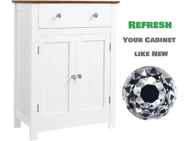 Jeu de 12 tirateurs décoratifs en cristal transparent en forme de diamant pour tiroirs de cuisine ou commode, 30 mm (1-14), base noire - Conforama B