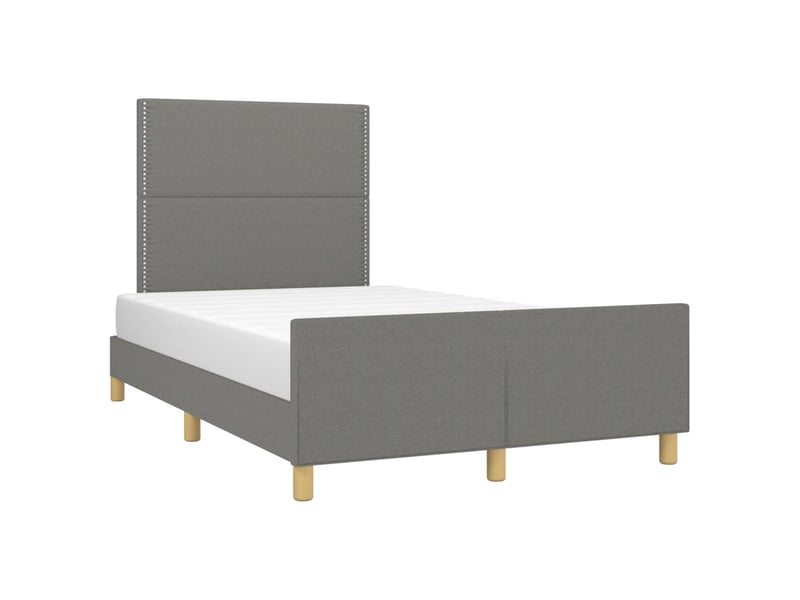  Lit double- lit adulte -  cadre de lit sans matelas gris foncé 120x190 cm tissu  - Conforama C