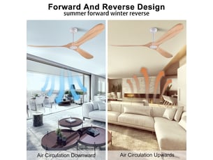 Ventilateur de plafond 183 cm sans éclairage bois massif blanc et naturel 6 vitesses télécommande silencieux minuterie et mémoire