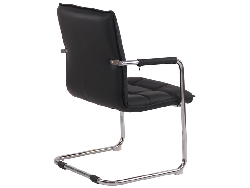  Chaise visiteur fauteuil de bureau sans roulettes en cuir noir cadre métal bur10473  - Conforama C