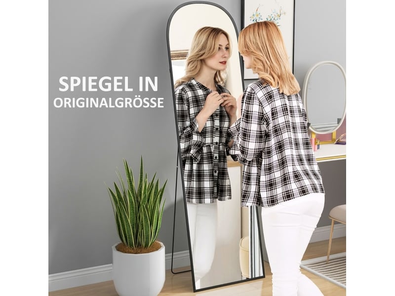  Miroir sur pied 169x49 cm arqué noir  - Conforama D