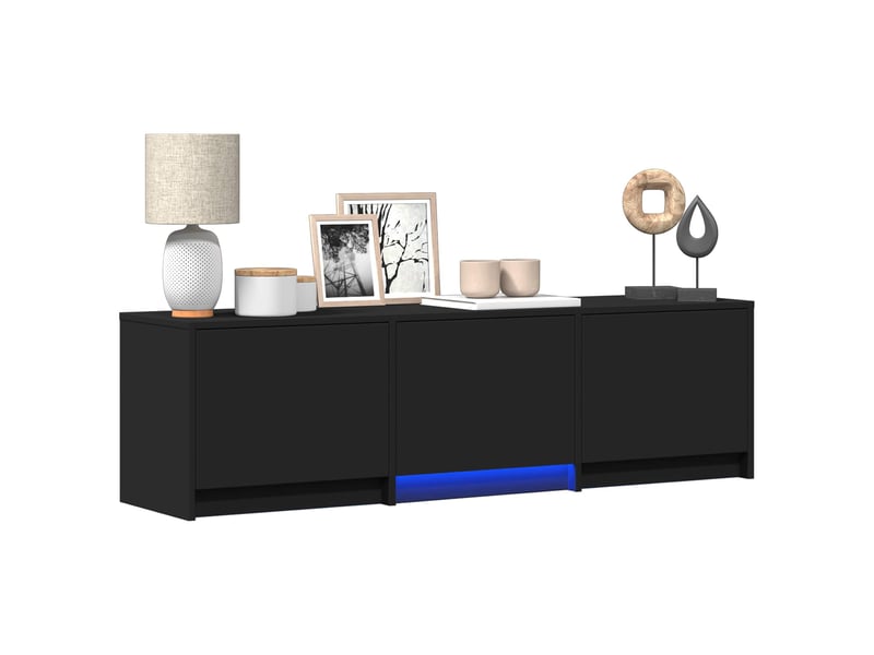 Meuble tv - banc tv - meuble de rangement avec led 140 x 34 x 40 cm noir bois d’ingénierie - Conforama C