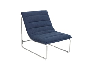 Fauteuil relax tissu chenille armature chromée bleu - silver