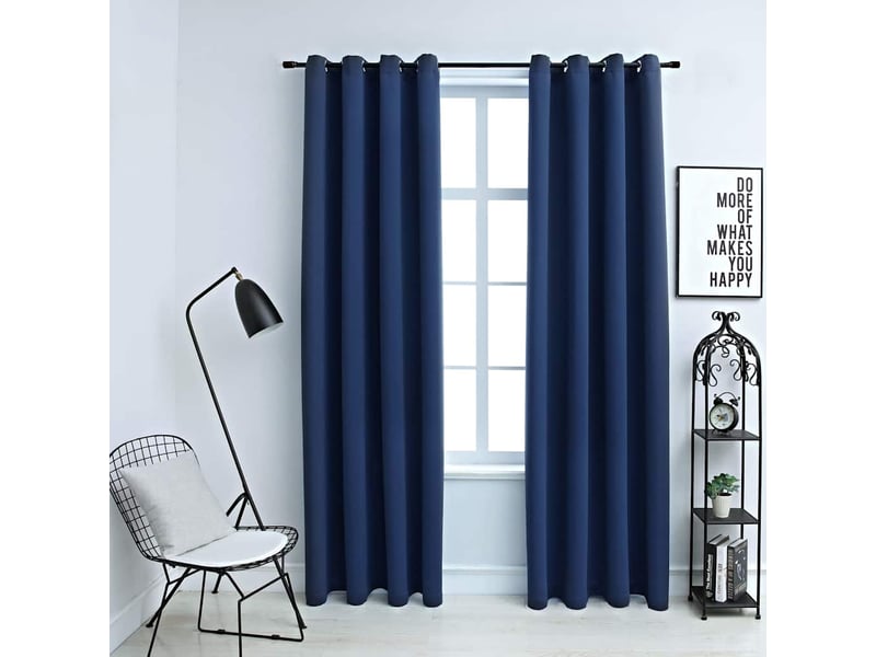  Lot de 2 rideaux occultants, rideaux black-out avec anneaux en métal bleu 140x225 cm cf44838  - Conforama B