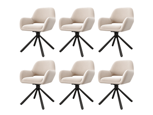 Chaise de salle à manger pivotante avec accoudoirs, lot de 6, design moderne en velours et métal beige