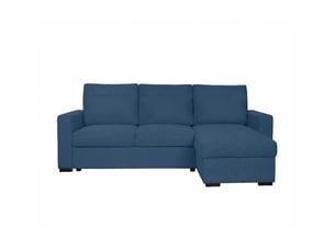 Canapé d'angle réversible convertible LOUNGITUDE SOLARO 3 places Tissu bleu avec coffre de rangement