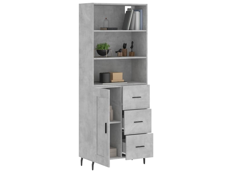  Buffet haut - bahut - meuble de rangement gris béton 69,5x34x180 cm bois d'ingénierie  - Conforama C