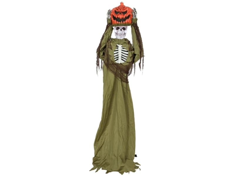 Squelette de citrouille animé 173 cm – déco halloween effrayante avec lumière, son et détection tactile - Conforama A