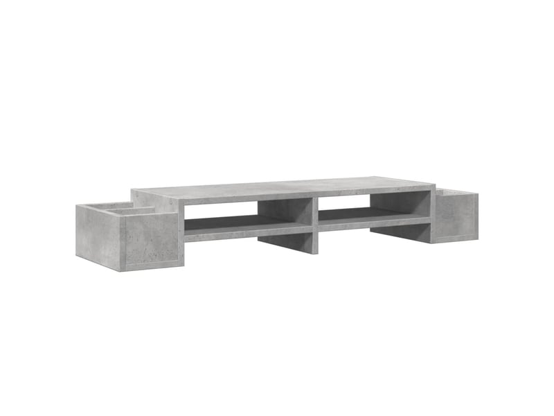  Support de moniteur table meuble bureau avec rangement bois d'ingénierie gris 02_0044925  - Conforama A
