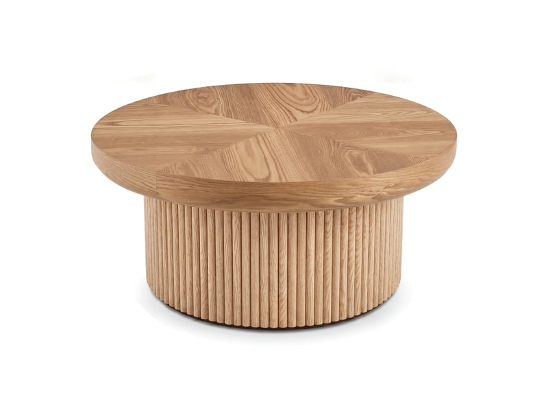  Table basse ronde, 78 cm, plateau parquet, mdf, effet bois coloris bois naturel  - Conforama D