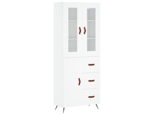 Buffet haut - bahut - meuble de rangement blanc 69,5x34x180 cm bois d'ingénierie