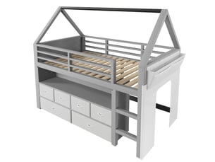 Lit mezzanine 90x200 cm IKSETERA TRADING LTD coloris gris