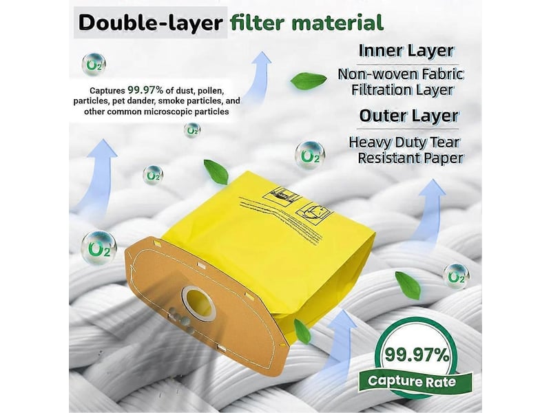 10pcs ah10232 sealed collar vacuum bags for hoover commercial residential mpwr 40v cordless back vacuum ch93619, ch93600 - Conforama D