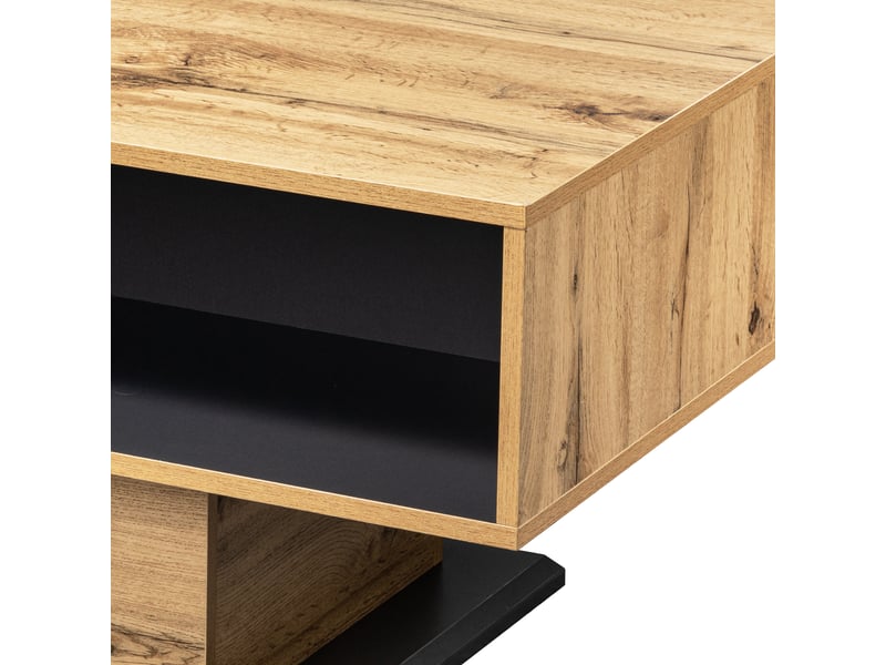  Table basse avec tiroir et rangements double face, chêne et anthracite, 100 x 60 x 47 cm Fay Lum - Conforama E