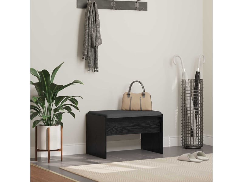 Banc d'entrée, banc interieur avec coussin chêne noir 63x38x40 cm  - Conforama B