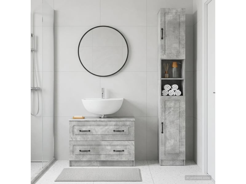Ensemble de 2 meubles de salle de bain utrecht gris béton cf63213 - Conforama B