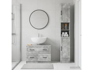 Ensemble de 2 meubles de salle de bain utrecht gris béton cf63213