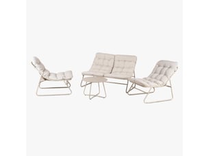 Ensemble de mobilier de jardin 4 places avec table en métal beige