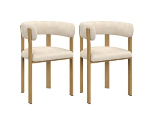 Lot de 2 chaises, fauteuils de table nella en tissu chenille beige pour salle à manger