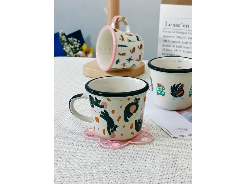  Mug en céramique, chat jouant avec une balle, noir, 320 ml  - Conforama D