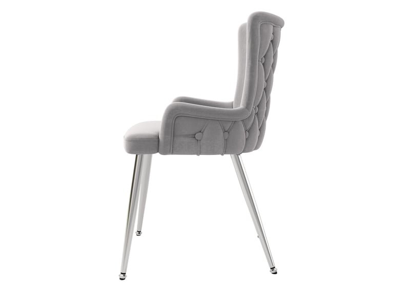  Lot de 4 chaises de salle à manger en velours gris, pieds en métal argenté N634P266369G-4 - Conforama E