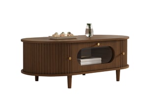 Table basse, 100x50x36 cm, avec tiroir et rangement, coloris noyer