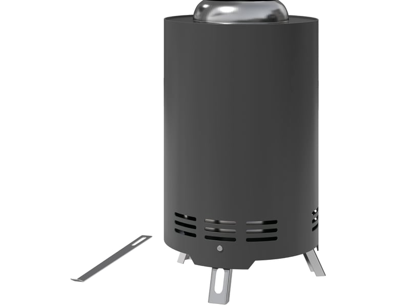  Brasero extérieur en acier inoxydable 16 x 16 x 25 cm – gris – combustion sans fumée avec tisonnier  - Conforama A