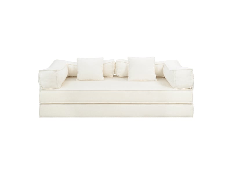 Canapé-lit convertible 3 places, sofa de sol modulaire, avec coussins amovibles,207x106x68cm,beige - Conforama A