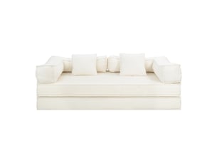 Canapé-lit convertible 3 places, sofa de sol modulaire, avec coussins amovibles,207x106x68cm,beige