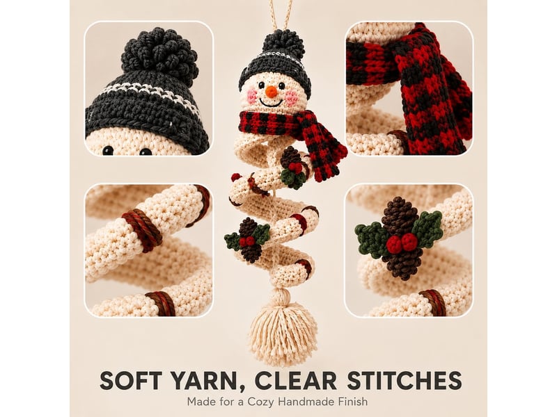  Lot de 2 kits diy crochet bonhomme de neige en spirale – pour débutants, ornements de noël à réaliser soi-même-style 7  - Conforama D