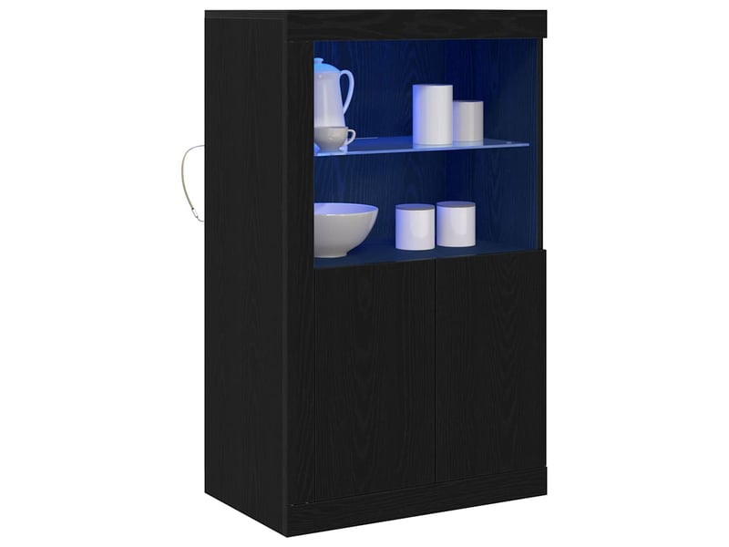  Buffet led, meuble de rangement salon 60,5 x 37 x 100 cm bois d'ingénierie chêne noir  - Conforama C