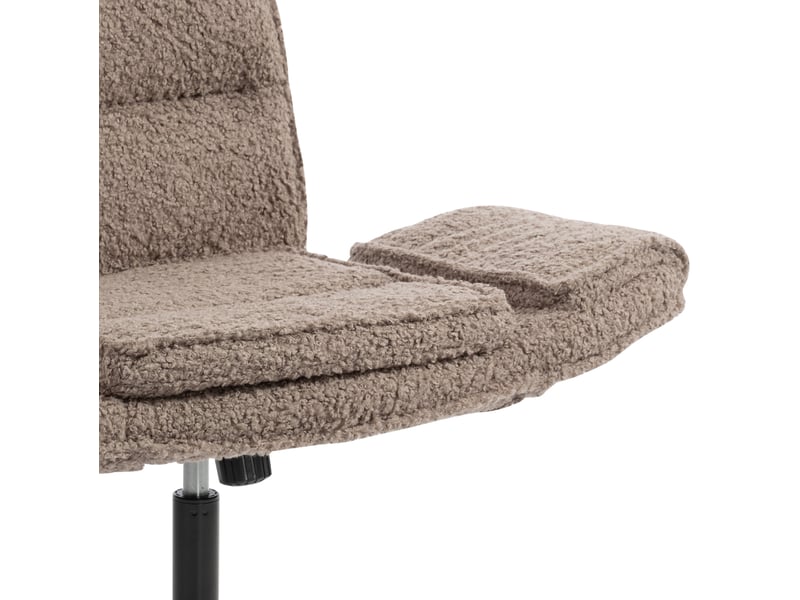  Chaise de bureau pivotante avec accoudoirs rabattables et hauteur réglable pour petit espace en teddy marron  - Conforama E