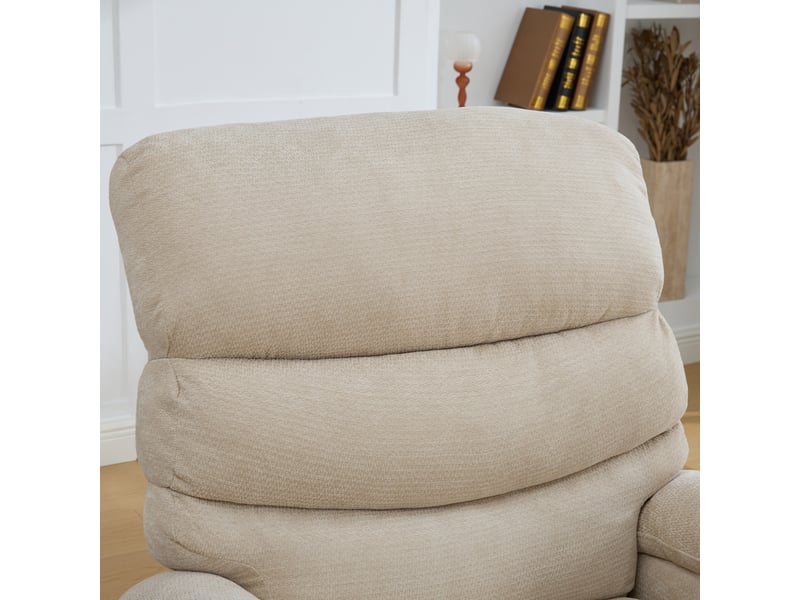 Fauteuil de massage électrique beige, pivotant à 360 degrés, dossier et repose-pieds réglables pour salon et lecture - Conforama E