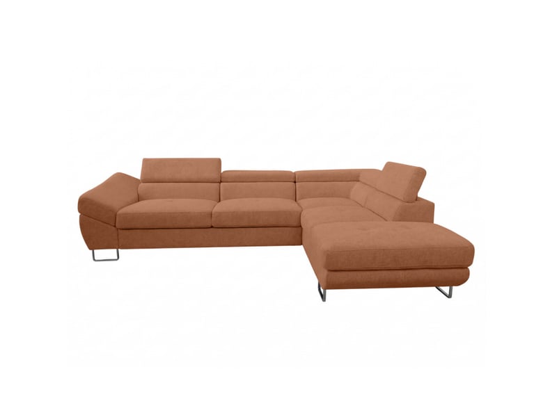  Canapé d'angle cassiope convertible avec coffre en tissu - terracotta - angle droit CASSIOPE - Conforama A